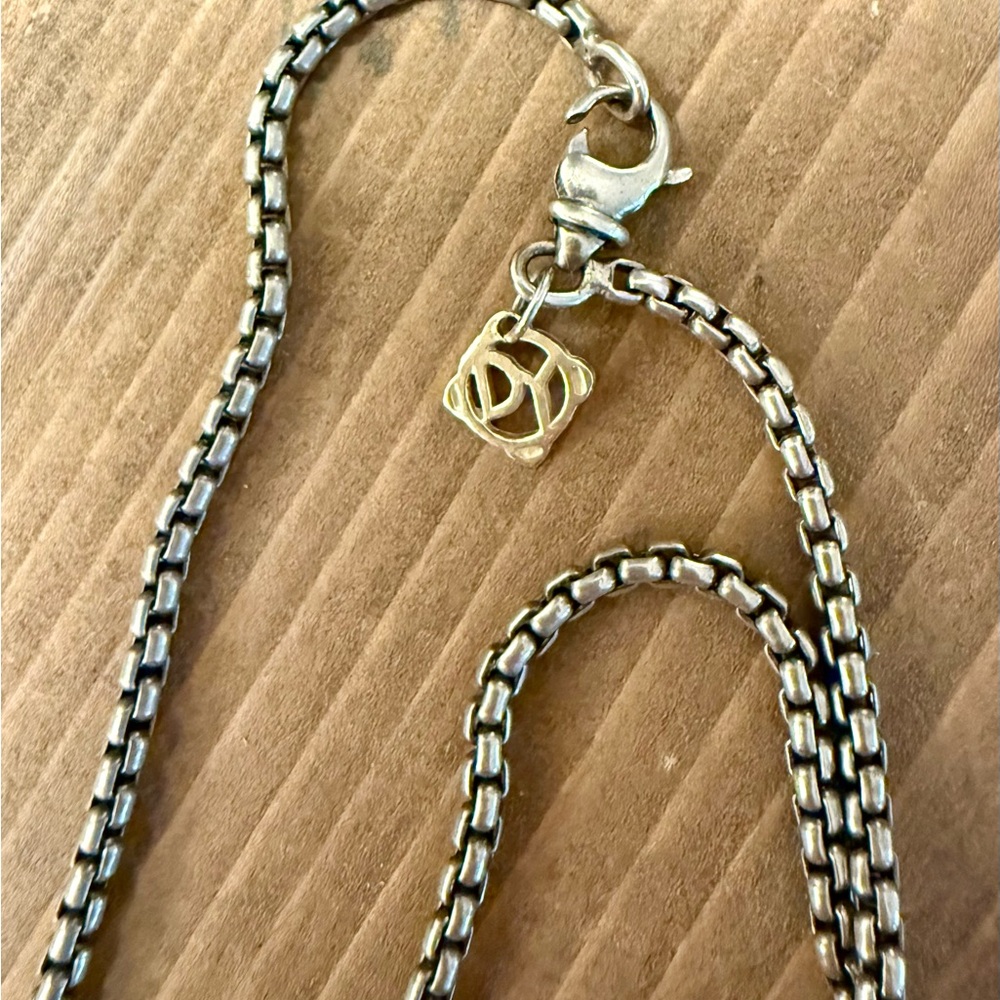 David Yurman Silver and Gold Cable Box Chain Necklace